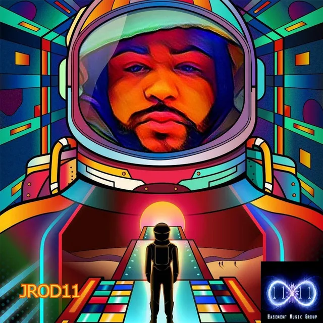 “For My People” cover art — a psychedelic astronaut portrait in hot orange and teal, a lone figure on a rainbow walkway below