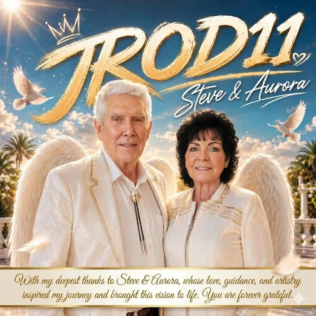 “Steve & Aurora” cover art — an older couple in white with angel wings and doves under gold JROD11 lettering, a tribute to the counselors from heaven